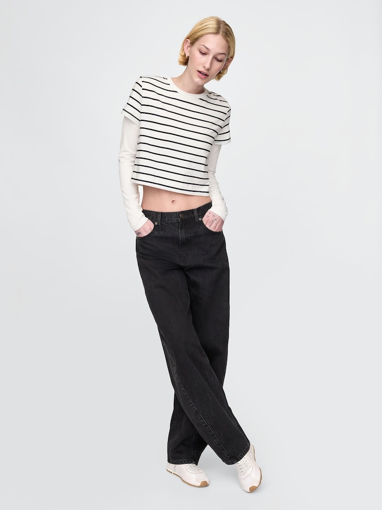 Wit en zwart - Gap Organic Cotton VintageSoft Cropped T-Shirt - Image 3 of 5