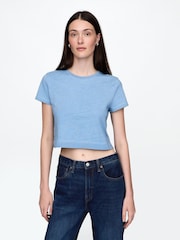 Gap Blue Vintage 100% Organic Cotton Shrunken Cropped T-Shirt - Image 1 of 4
