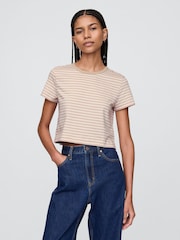 Beige - Gap Organic Cotton VintageSoft Cropped T-Shirt - Image 1 of 5