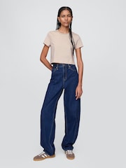 Beige - Gap Organic Cotton VintageSoft Cropped T-Shirt - Image 3 of 5