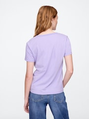 Gap Lilac Purple V-Neck Favourite Cotton Short Sleeve T-Shirt - Image 2 of 5