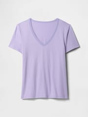 Gap Lilac Purple V-Neck Favourite Cotton Short Sleeve T-Shirt - Image 5 of 5