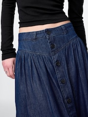 Gap Blue Denim Western Yoke Midi Skirt - Image 4 of 5