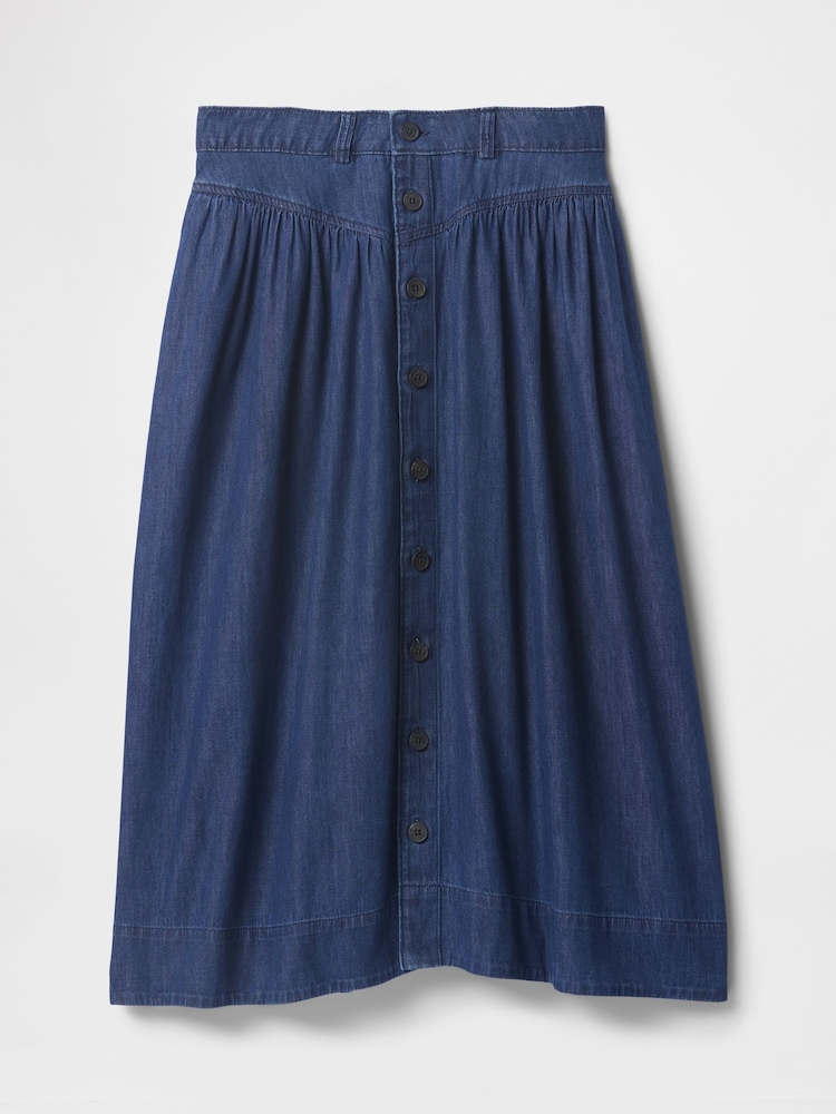 Gap Blue Denim Western Yoke Midi Skirt - Image 5 of 5