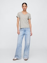 Gap Grey V-Neck Favourite Cotton Short Sleeve T-Shirt - Image 3 of 5