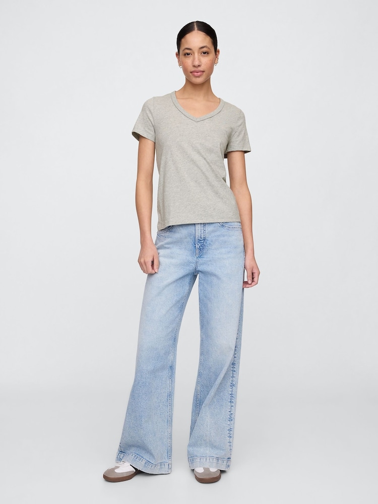 Gap Grey V-Neck Favourite Cotton Short Sleeve T-Shirt - Image 3 of 5