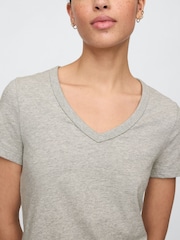 Gap Grey V-Neck Favourite Cotton Short Sleeve T-Shirt - Image 4 of 5