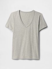Gap Grey V-Neck Favourite Cotton Short Sleeve T-Shirt - Image 5 of 5