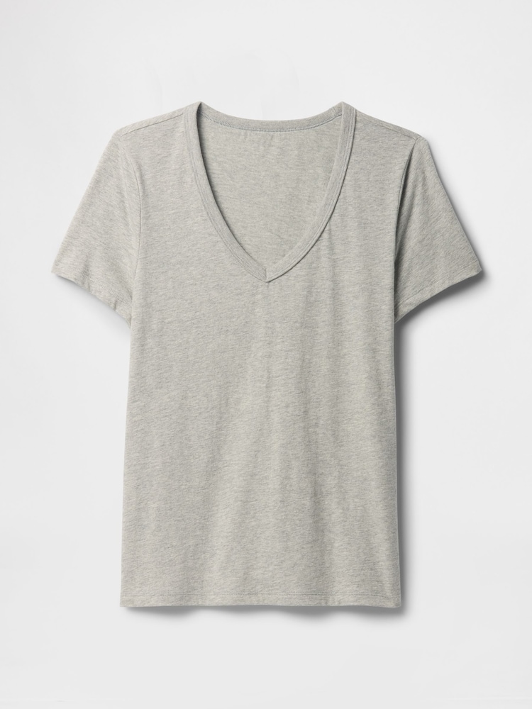 Gap Grey V-Neck Favourite Cotton Short Sleeve T-Shirt - Image 5 of 5
