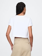 Gap White Cotton Crew Neck Cropped T-Shirt - Image 2 of 4