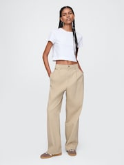 Gap White Cotton Crew Neck Cropped T-Shirt - Image 3 of 4