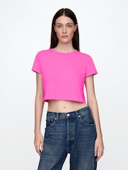Gap Pink Cotton Crew Neck Cropped T-Shirt - Image 1 of 4