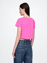 Gap Pink Cotton Crew Neck Cropped T-Shirt - Image 2 of 4