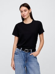 Черный - Хлопковая футболка с короткими рукавами Gap Favourite - Изображение 1 из 4