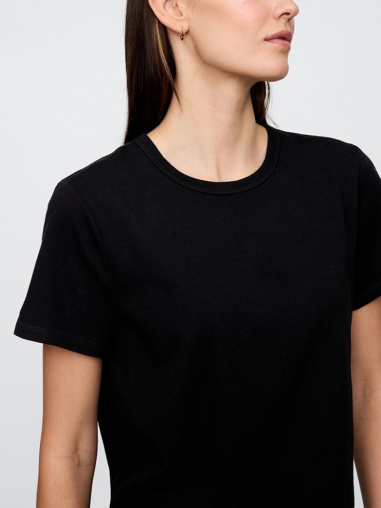 Черный - Хлопковая футболка с короткими рукавами Gap Favourite - Изображение 4 из 4