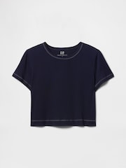 Gap Denim Blue Cotton Cropped T-Shirt - Image 4 of 5