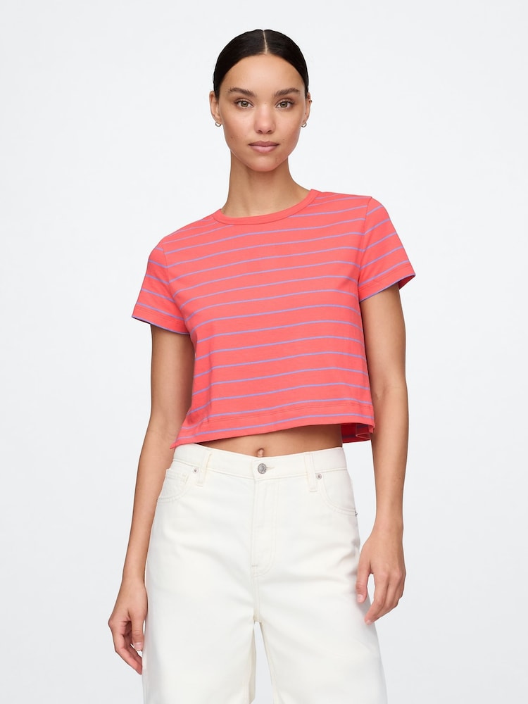 Rojo y morado - Gap Organic Cotton VintageSoft Cropped T-Shirt - Imagen 1 de 5