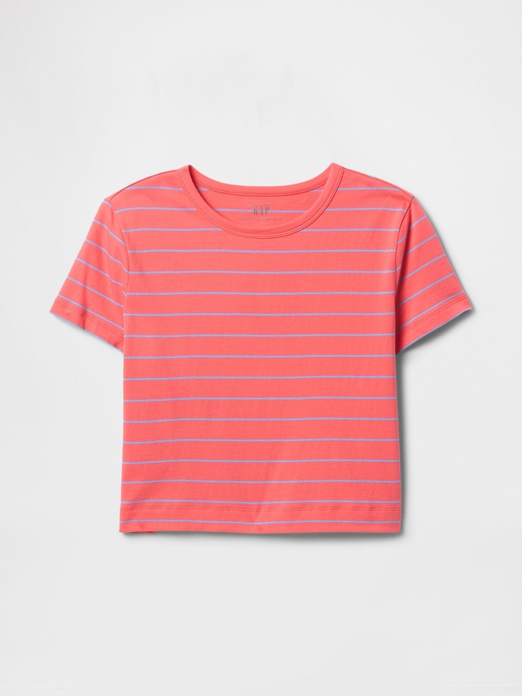 Gap Red & Purple Cotton VintageSoft Cropped Striped T-Shirt - Image 4 of 5