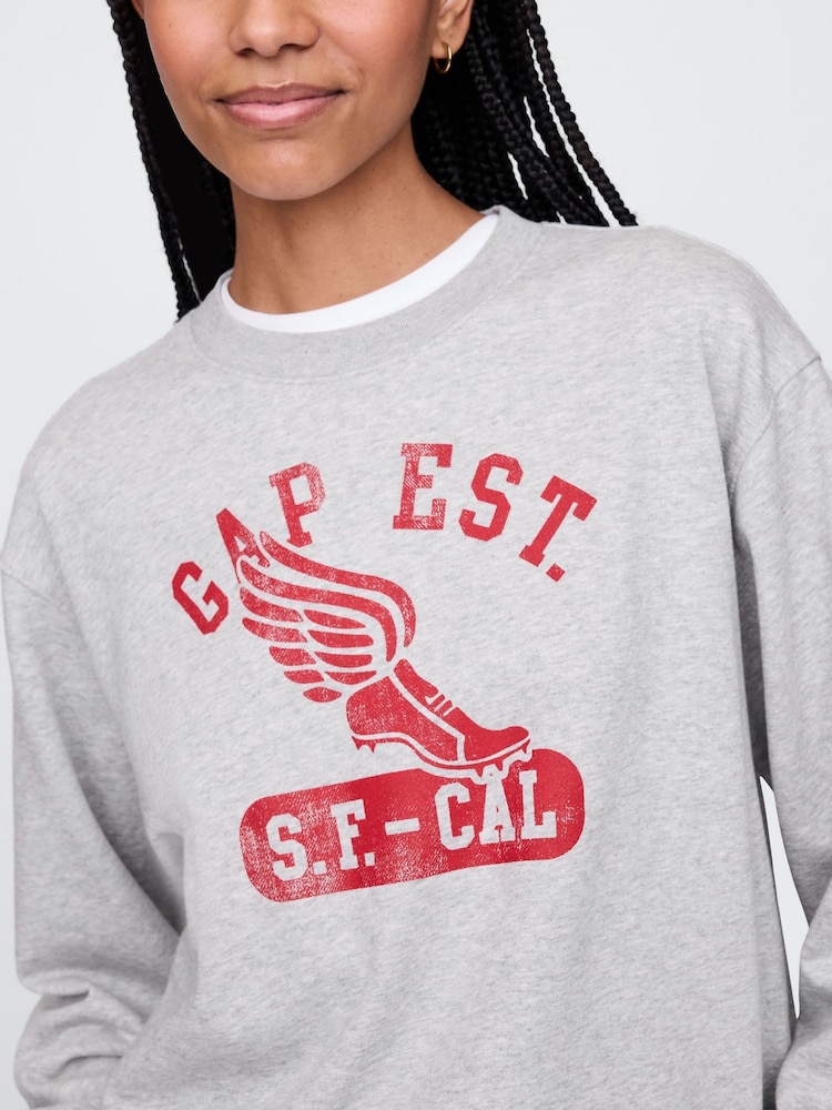 Gap Grey Vintage Soft French Terry Logo Sweatshirt - Image 4 of 5