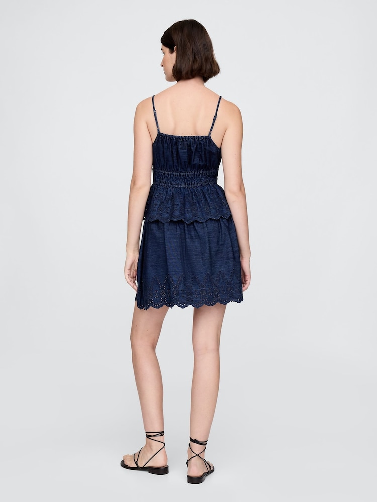 Blauwe denim - Gap - Gesmokte minirok - Image 2 of 5