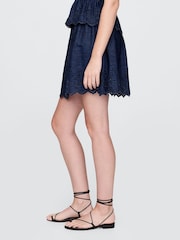 Blauwe denim - Gap - Gesmokte minirok - Image 3 of 5