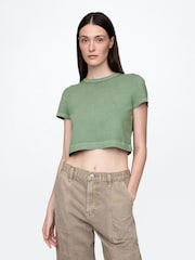 Verde - Gap Cotton Cropped T-Shirt - Imagen 1 de 5