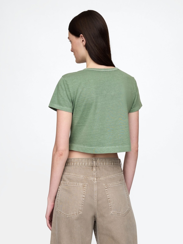 Verde - Gap Cotton Cropped T-Shirt - Imagen 2 de 5
