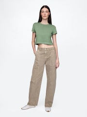 Verde - Gap Cotton Cropped T-Shirt - Imagen 3 de 5