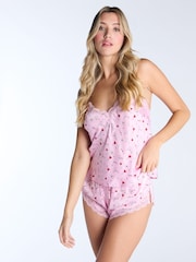 Boux Avenue Pink Luxe Satin Love Letter Cami Pyjamas Set - Image 2 of 6