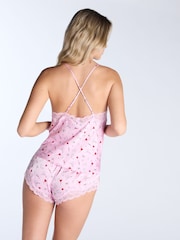 Boux Avenue Pink Luxe Satin Love Letter Cami Pyjamas Set - Image 3 of 6