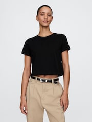Negro - Camiseta corta vintage con diseño encogido de algodón orgánico 100 % de Gap - Imagen 1 de 4