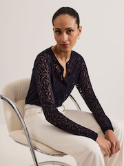 Phase Eight Blue Fern Burnout Top - Image 4 of 7