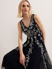 Phase Eight Blue Marissa Beaded Dress - Image 5 of 7