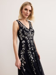 Phase Eight Blue Marissa Beaded Dress - Image 6 of 7
