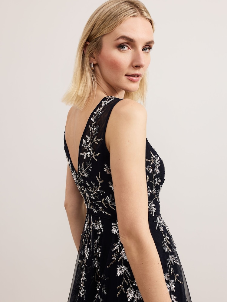 Phase Eight Blue Marissa Beaded Dress - Image 7 of 7