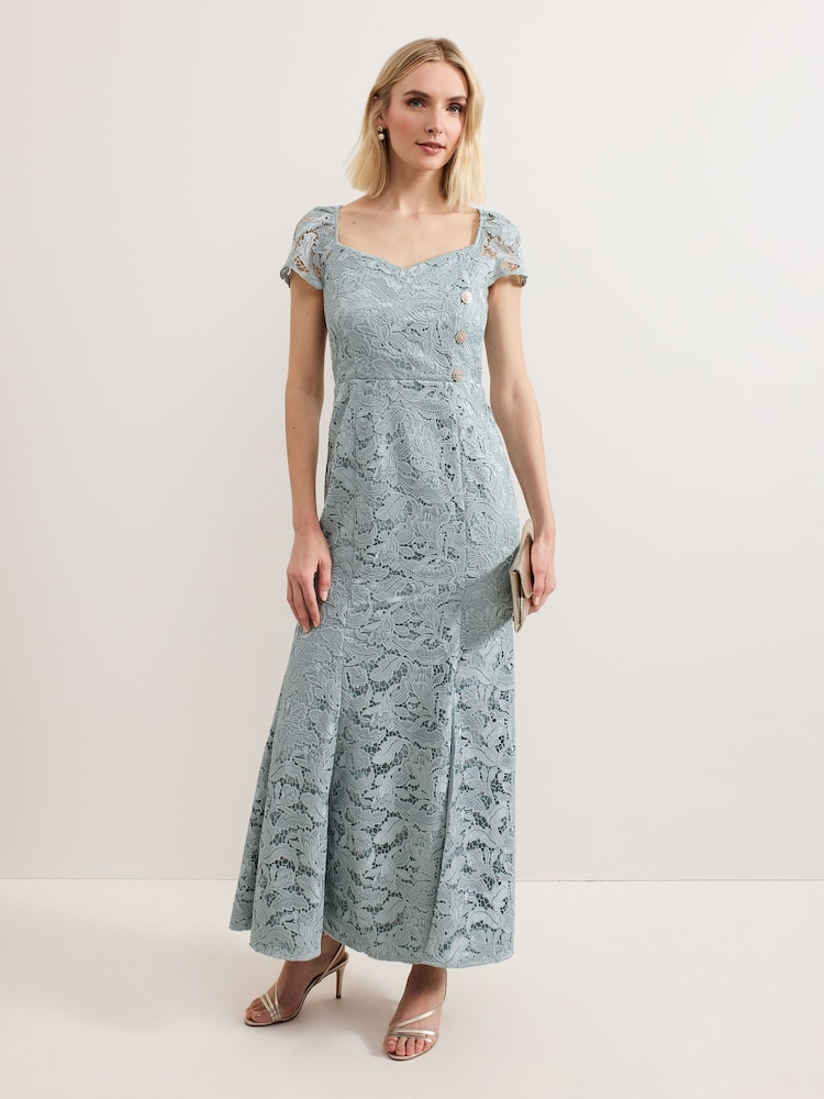 Phase Eight Blue Phia Tux Lace Dress - Image 1 of 7