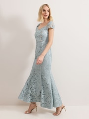 Phase Eight Blue Phia Tux Lace Dress - Image 3 of 7