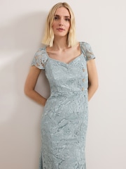 Phase Eight Blue Phia Tux Lace Dress - Image 4 of 7