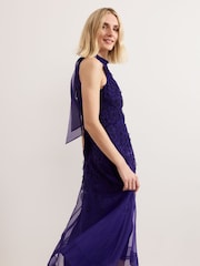 Phase Eight Purple Georgie Beaded Dress - Image 5 of 7