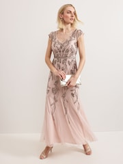 Phase Eight Pink Evonne Beaded Dress - Image 1 of 7