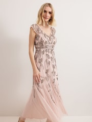Phase Eight Pink Evonne Beaded Dress - Image 3 of 7