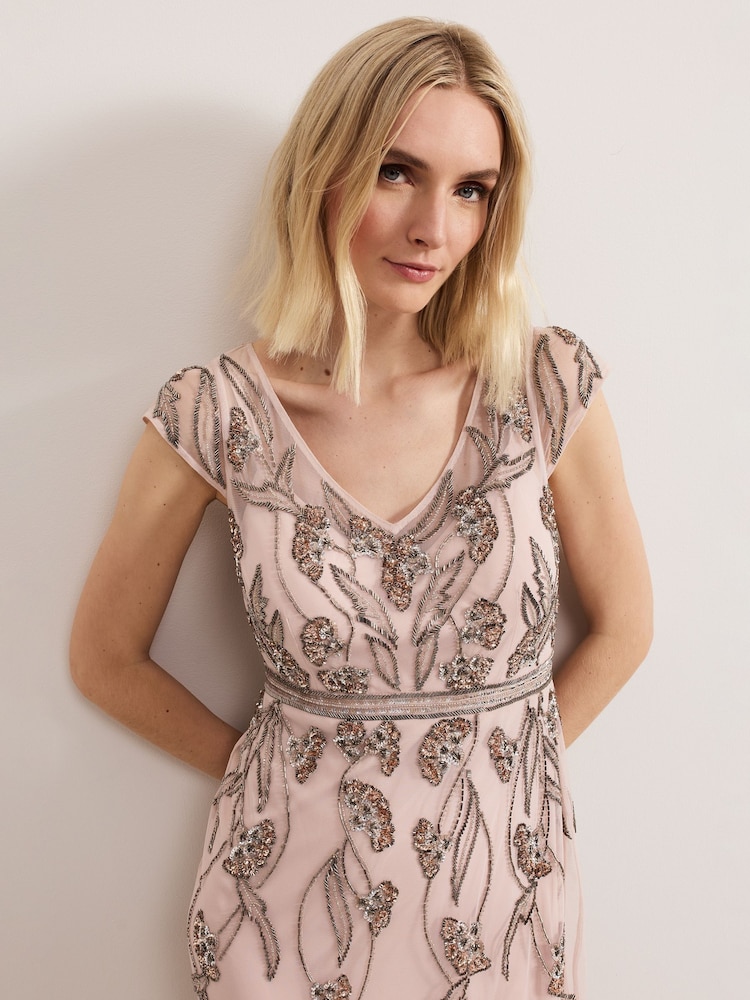 Phase Eight Pink Evonne Beaded Dress - Image 4 of 7