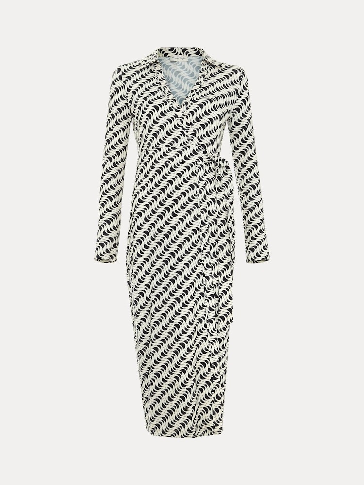 Phase Eight Black Gina Geo Wrap Dress - Image 7 of 7