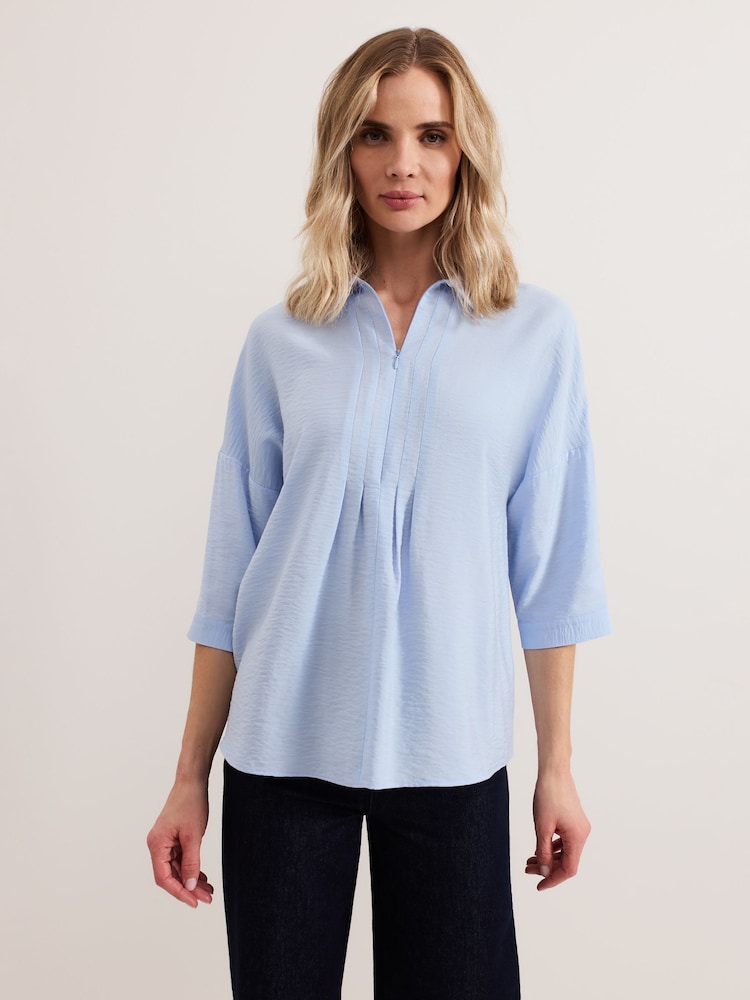 Phase Eight Blue Cynthia Zip Shirt - Image 1 of 6