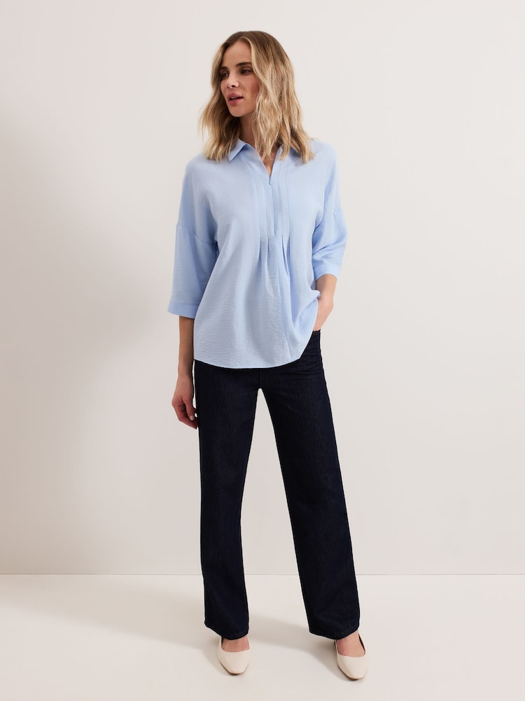 Phase Eight Blue Cynthia Zip Shirt - Image 3 of 6