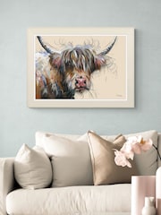 Artko Cream Lookin At Moo by Ashley Saunders Framed Art - Image 1 of 3
