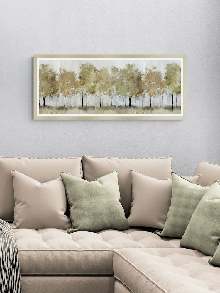 Artko Champagne Sunny Forest Trees Panoramic by Alison Pearce Framed Art - Image 1 of 3