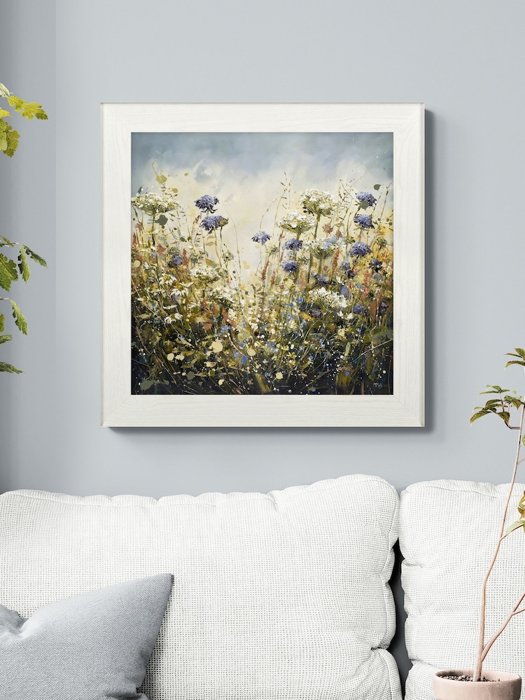 Artko White Butterfly Blue by Marie Mills Framed Art - Image 1 of 3