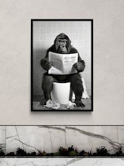 Artko Black Bathroom Gorilla by Moonshine Prints Framed Art - Image 1 of 3