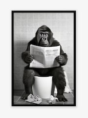 Artko Black Bathroom Gorilla by Moonshine Prints Framed Art - Image 2 of 3